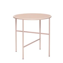 Hübsch runder Beistelltisch aus Metall / Glas in blass-rosa
