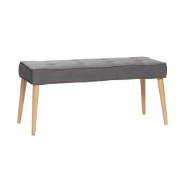 Hübsch moderne Sitzbank mit grauem Polster & Holzbeinen - 100x40x45cm - eiche