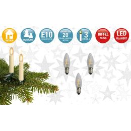 Hellum LED-Riffelkerze E10 12V/0,3W Warmweiß 3er Blister