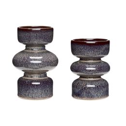 Hübsch Kerzenhalter Keramik Pflaume 2ER SET 8x12cm 10x15cm