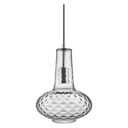 Ledvance Retro-Hängeleuchte Carved Pear aus Rauchglas