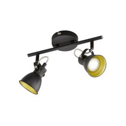 FHL Balken-Wand-Deckenstrahler "Bobby" GU10 2flg. Schwarz/Gold