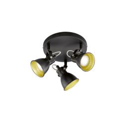 FHL Deckenrondell "Bobby" GU10 3flg. Schwarz/Gold