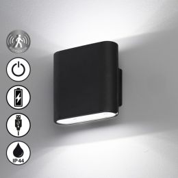 FHL LED-Akku-Wandleuchte "Magnetics" 2x 3W 830 inkl. Bewegungssensor und Magnetwandhalterung Schwarz