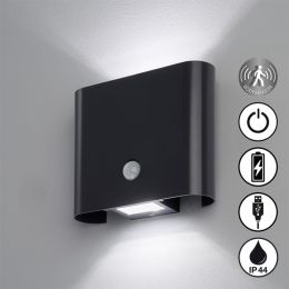 FHL LED-Akku-Wandleuchte "Magnetics" 2x 3W 830 inkl. Bewegungssensor und Magnetwandhalterung Schwarz