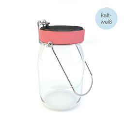 Tisteane Solar-Einmachglas Luciole Pop in rosa 0,5W 4000K