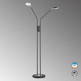 FHL LED-Stehleuchte "Luna" 2flg. x 6W CCT 827-865 H: 1,50m Schwarz/Chrom