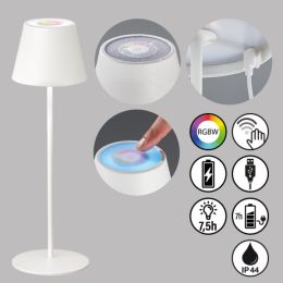 FHL LED-Akku-Tischleuchte "Cosenza" 2W WW + 1W RGB IP44 Weiß
