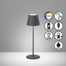 FHL LED-Akku-Tischleuchte "Cosenza" 2W WW + 1W RGB IP44 Grau