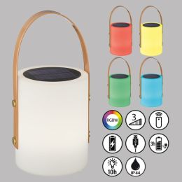 FHL Solar-LED-Akku Tischleuchte "Bari" 0,5W WW+RGB DIM H: 240mm IP44