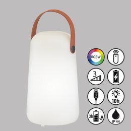 FHL LED-Akku Tischleuchte "Collgar" 0,5W WW +  0,5W RGB DIM Höhe: 210mm IP44 Weiß