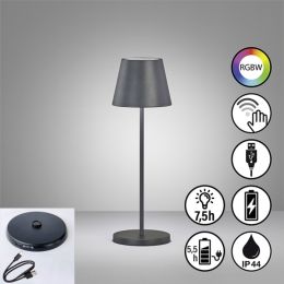 FHL LED-Akku-Tischleuchte "Cosenza 2.0" 2,5W 827 + RGB IP44 Schwarz mit Ladestation