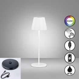 FHL LED-Akku-Tischleuchte "Cosenza 2.0" 2,5W 827 + RGB IP44 Weiß mit Ladestation
