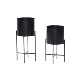 Hübsch Blumentopf mit Füßen in schwarz 2er Set