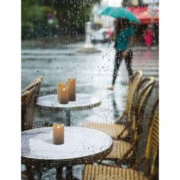 Firelamp LED Outdoor-Echtwachs-Kerze Flammeneffekt 17,5cm hoch elfenbein
