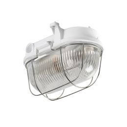 Kanlux weiße Außenleuchte HERMI mit Drahtkorb max 100W E27