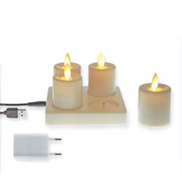 FDL wiederaufladbare LED Wachskerze 4er-Set elfenbein